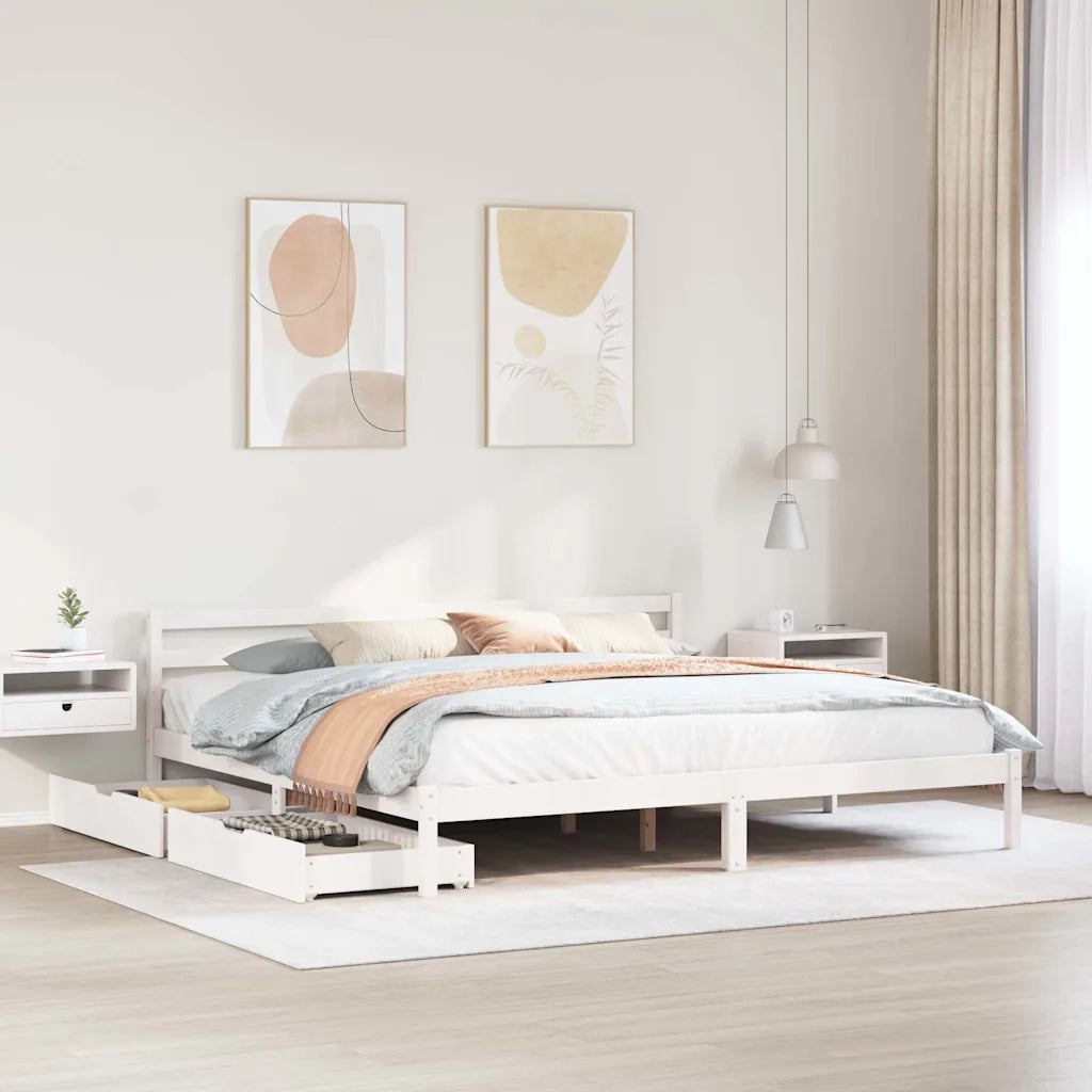 Letto senza Materasso-Struttura Letto Bianco 180x200 cm Legno Massello di Pino 443065