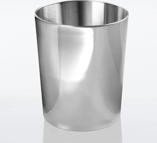 Contenitore per rifiuti, bidone rotondo per la raccolta dei rifiuti in bagno, ufficio e cucina con spazio sufficiente per il contenimento dei rifiuti, cestino pratico in acciaio inox lucido, colore argento.