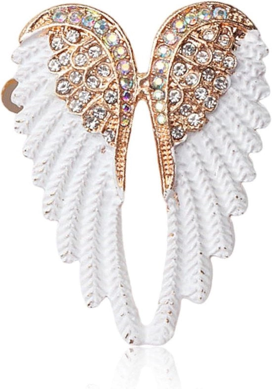 Brooch con ali d'angelo e zircone cubica in argento sterling - Adatto per donne, ragazze e uomini - Adatto per sciarpa e giacca.