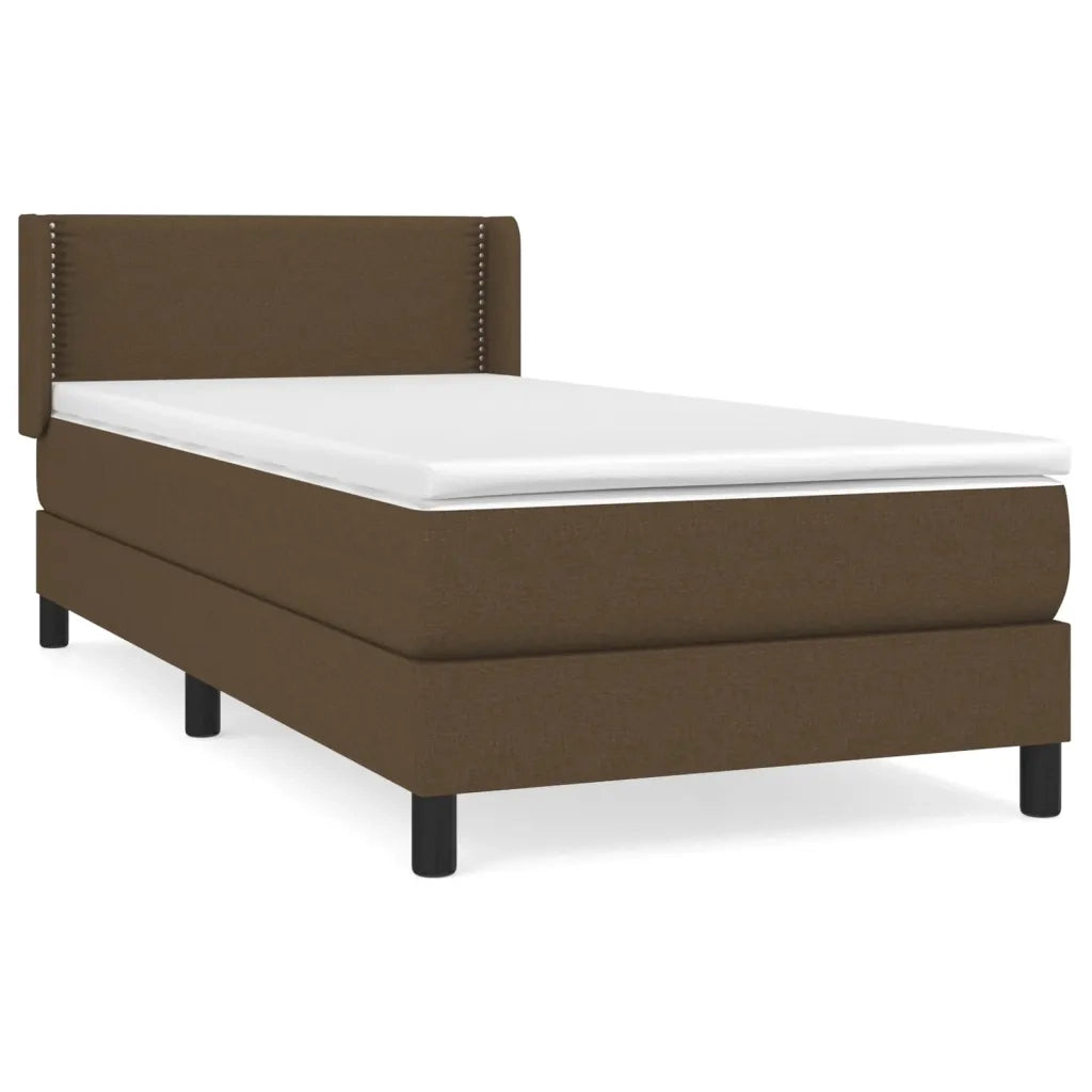 Giroletto a Molle con Materasso-Struttura Letto Marrone Scuro 100x200cm Tessuto 228636