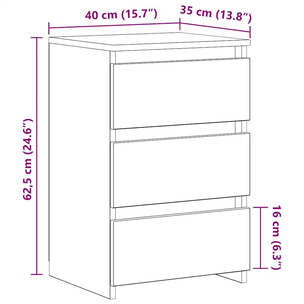 Comodini 2 pz Bianchi 40x35x62,5 cm in Legno Multistrato 806212