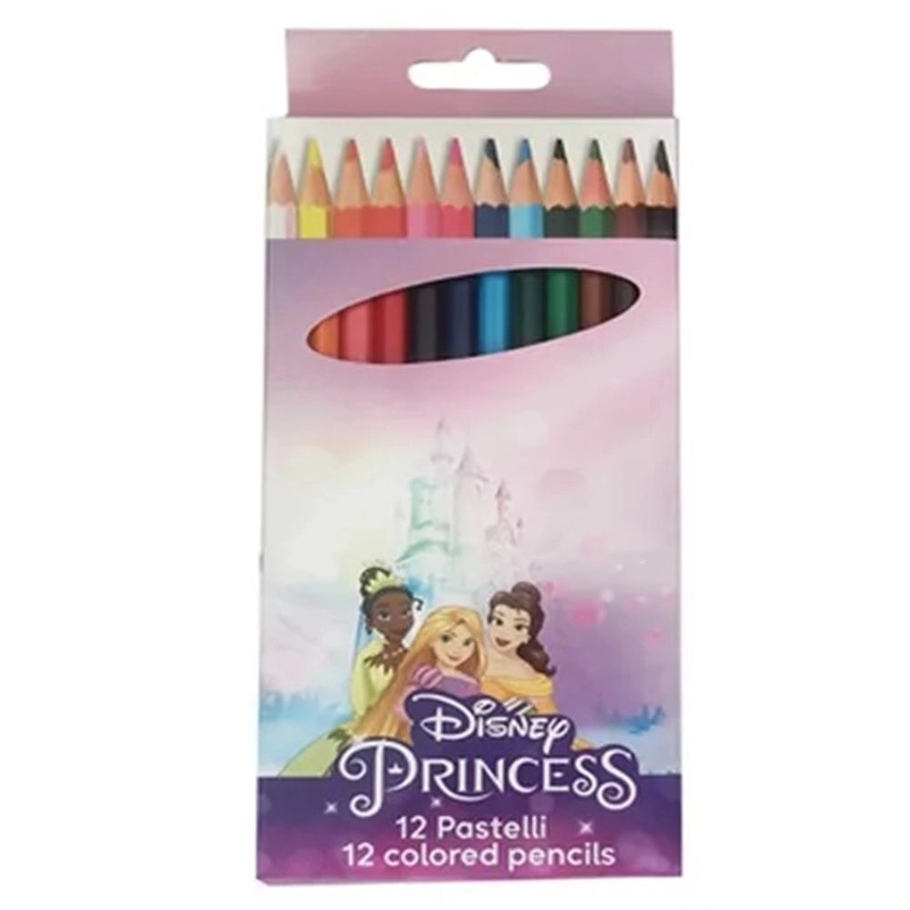 Trade Shop - Set 12 Pastelli Matite Colorate Colori Principesse Disegno Scuola Bambine Cancelleria 955661 -
