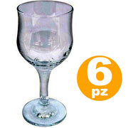 Trade Shop - Set 6pz Calici Tulipe Vetro 20cl Trasparente Bicchieri Acqua Vino Rosso Bianco -