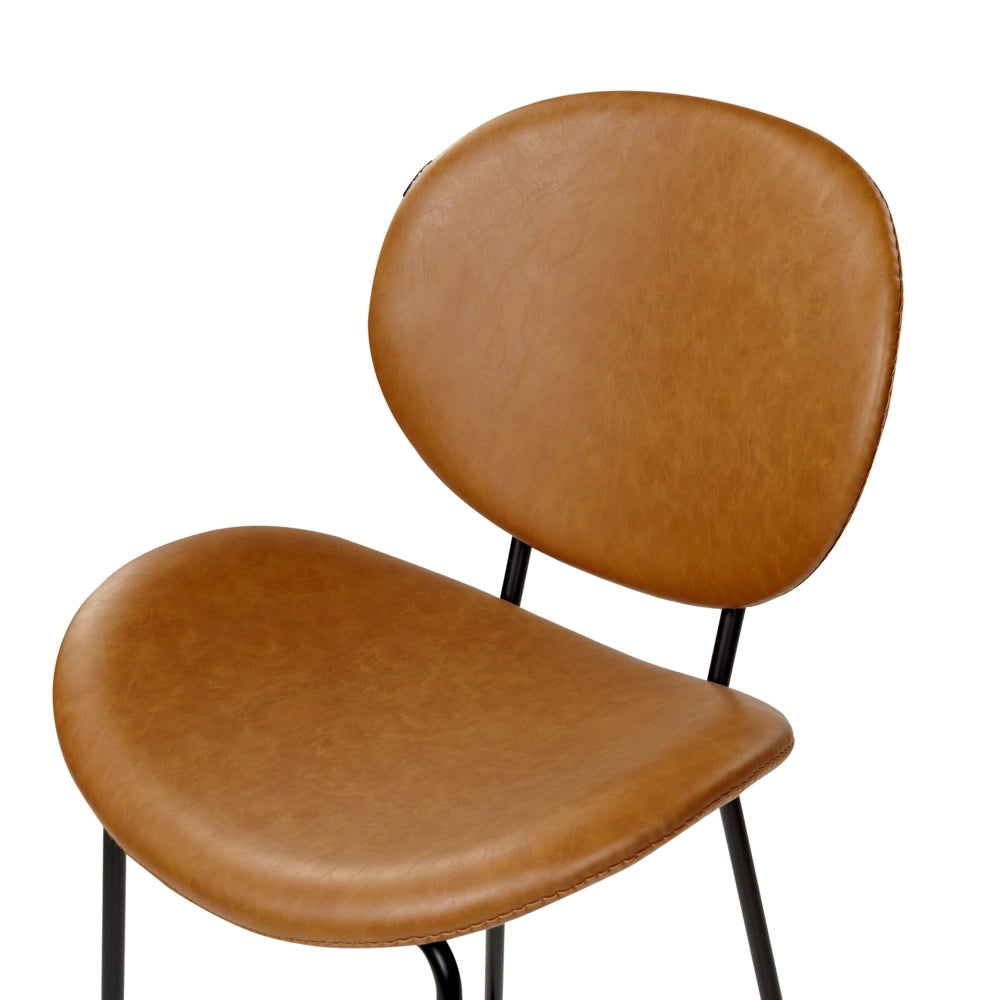 Set di 2 sedie in ecopelle marrone dorato con Gambe in ferro Senza Braccioli Design contemporaneo e retrò Sedute per la sala da pranzo