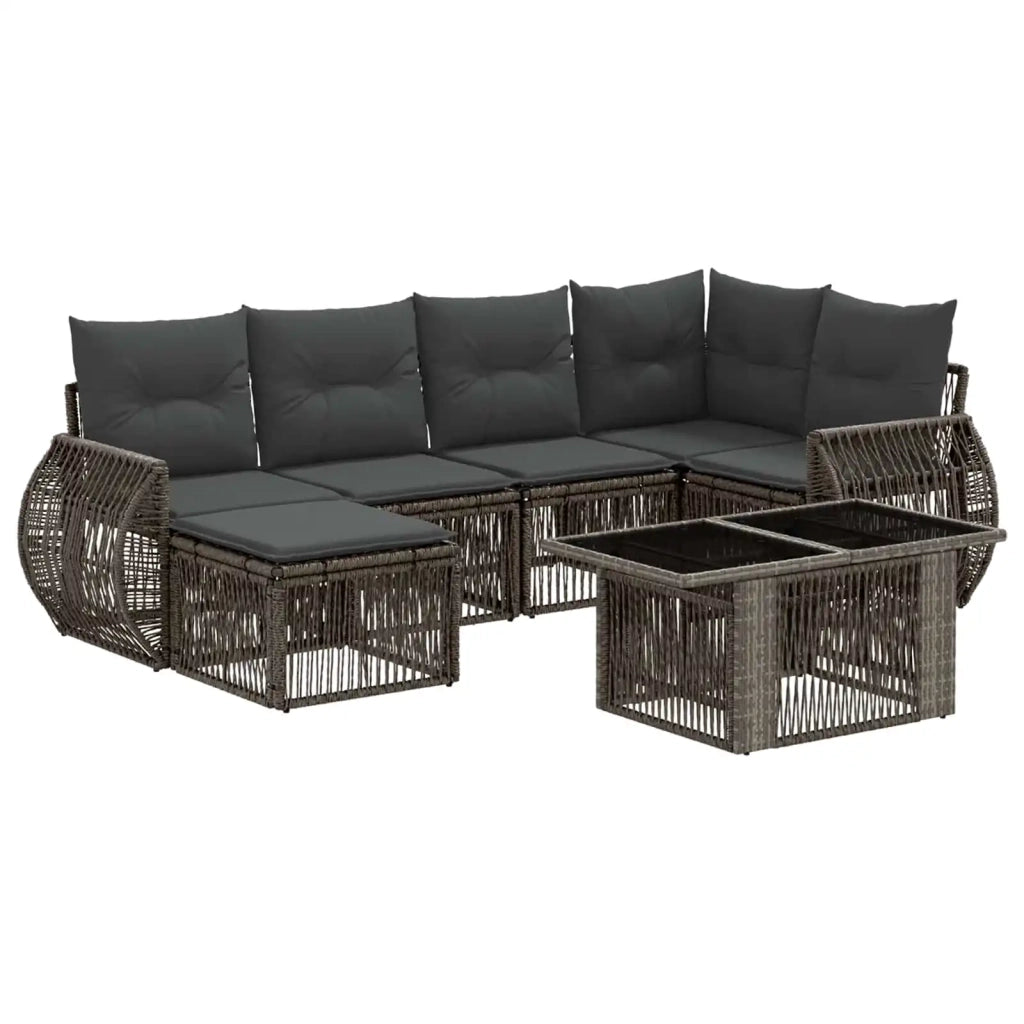 Set Divano da Giardino 7 pz Grigio e Grigio Scuro polyrattan 3436976