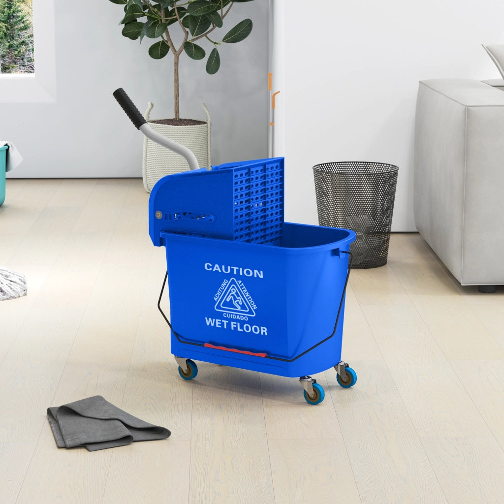 Carrello Pulizie con Secchio e Strizzatore ¨C Zephmum ¨C Blu Plastica 60x27x70.5 cm