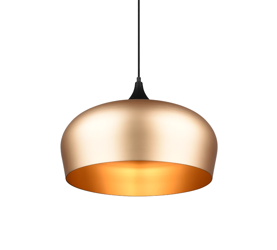 Lampada a sospensione, metallo, nero e ottone satinato,  D 45 cm, Chiron