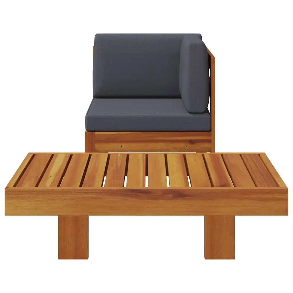 Salotto da Giardino-Set Divani Giardino 2 pz con Cuscini Grigio Scuro Legno Acacia 856738
