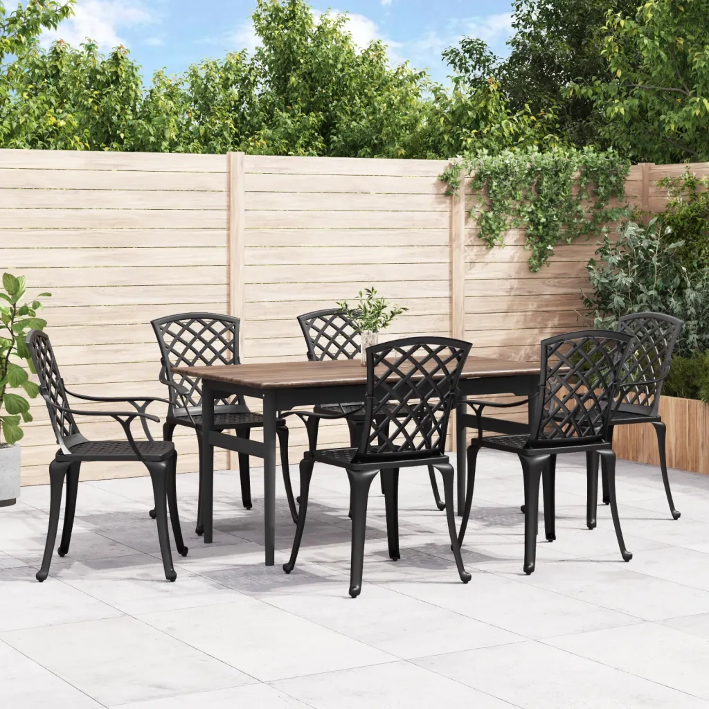 Sedie da Giardino 6 pz in Alluminio Pressofuso Nero