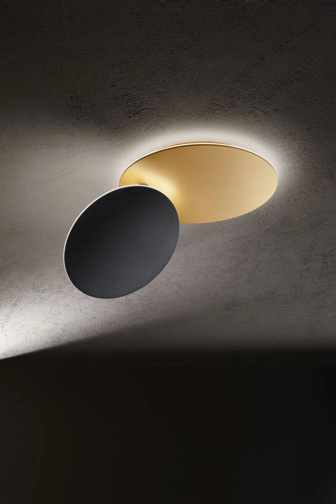 Plafoniera in alluminio colore oro e nero Drum LED 43W 3000K CRI?80 220-240V 50/60Hz 3440Lm biemissione