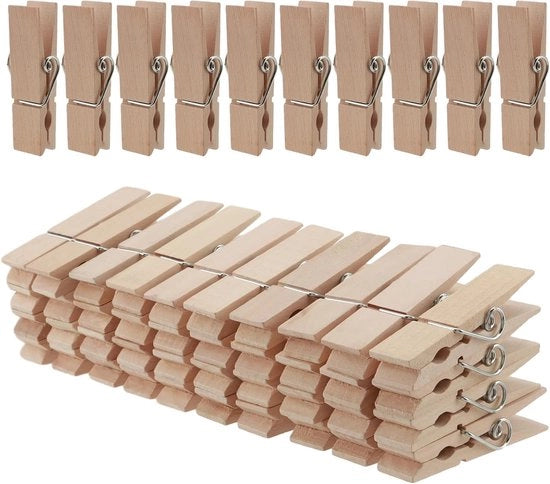 Pacco di 50 Spille in Legno per Abbigliamento - Grande 7 cm x 1,8 cm - Utilizzo per Foto, Memo e Note - Creativo e per Indumenti da Lavoro