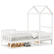Letto singolo | Letto per adulti | Dormeuse con Tetto 80x200 cm Bianco in Legno Massello di Pino