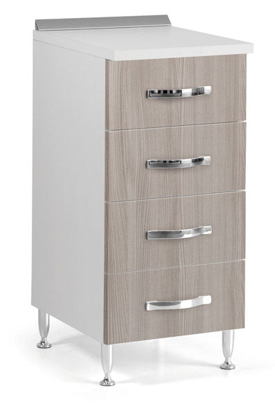 Cassettiera 4 cassetti 40cm bianco olmo