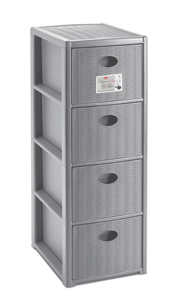 Cassettiera 4 cassetti Elegance cm30X40X80 grigio