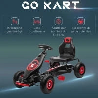 Go Kart a Pedali per Bambini da 5-12 Anni con Sedile Regolabile e Ruote in Gonfiabili, Rosso