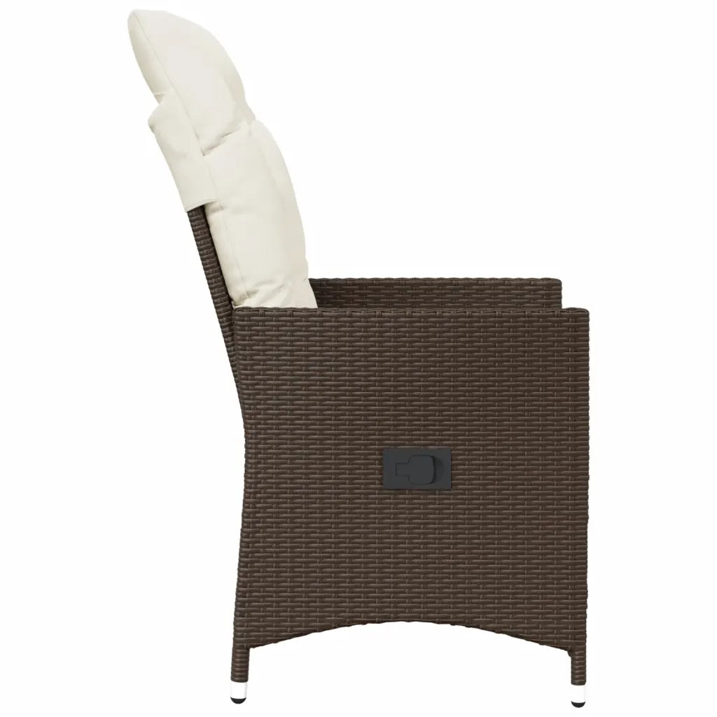 Sedie Reclinabili Giardino 2pz con Cuscini Marrone Polyrattan 365646