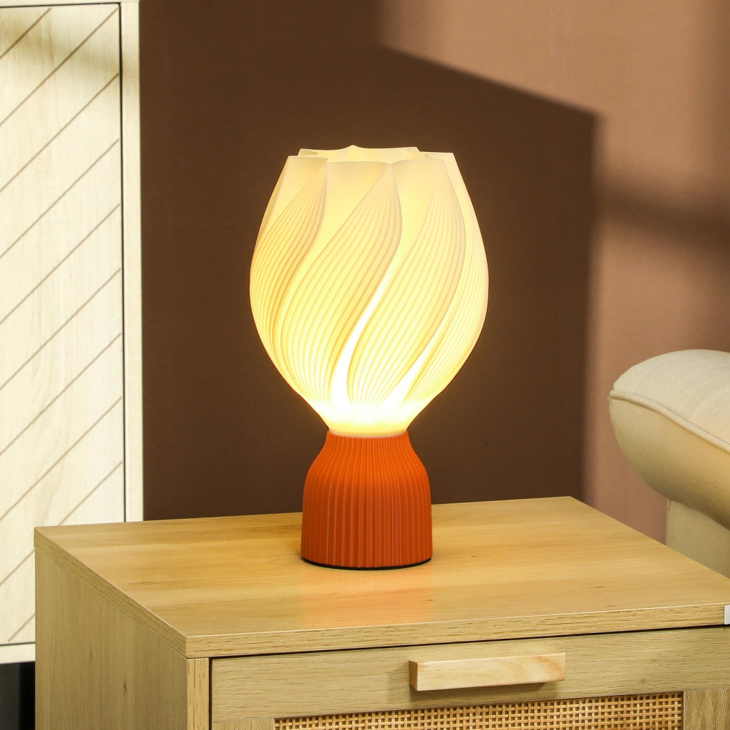 Tavolino LED 3D con design petali ¨C zephmum ¨C bianco e terracotta ?16,5x28 cm