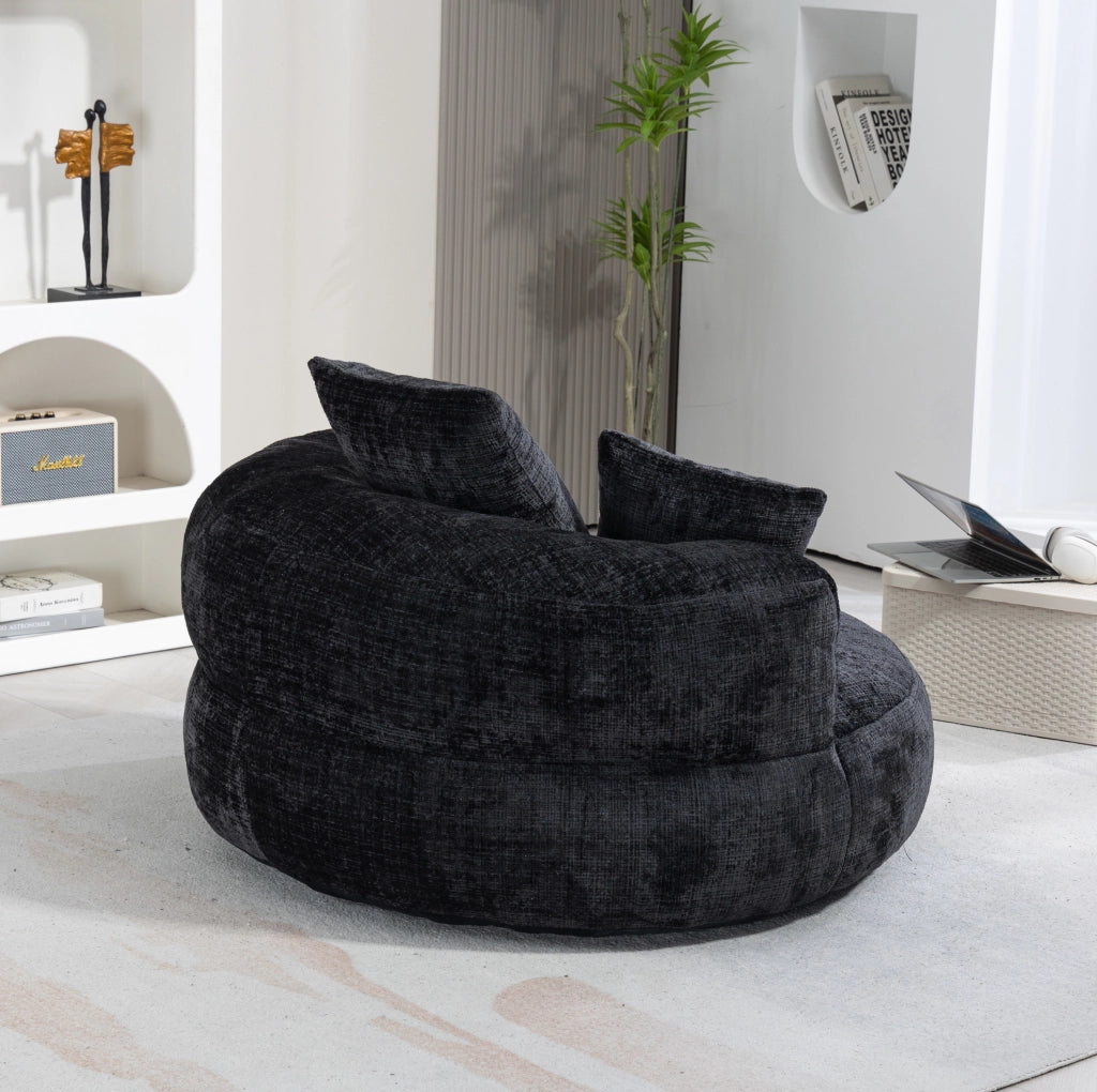 Poltrona sacco in ciniglia nera 108x108x52 cm