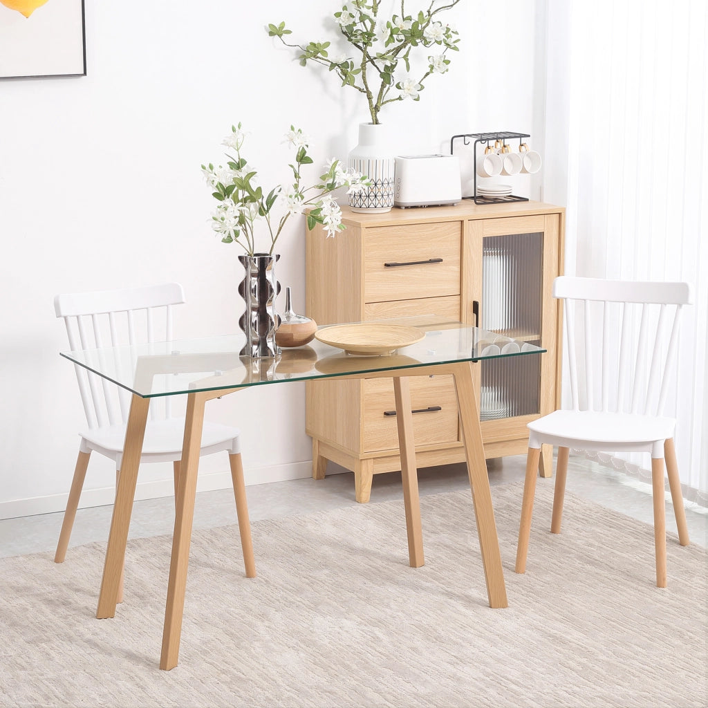 EasyComfort Tavolo da Pranzo Rettangolare per 4 Persone max, in Acciaio con Piano in Vetro Temperato, 120x60x76 cm