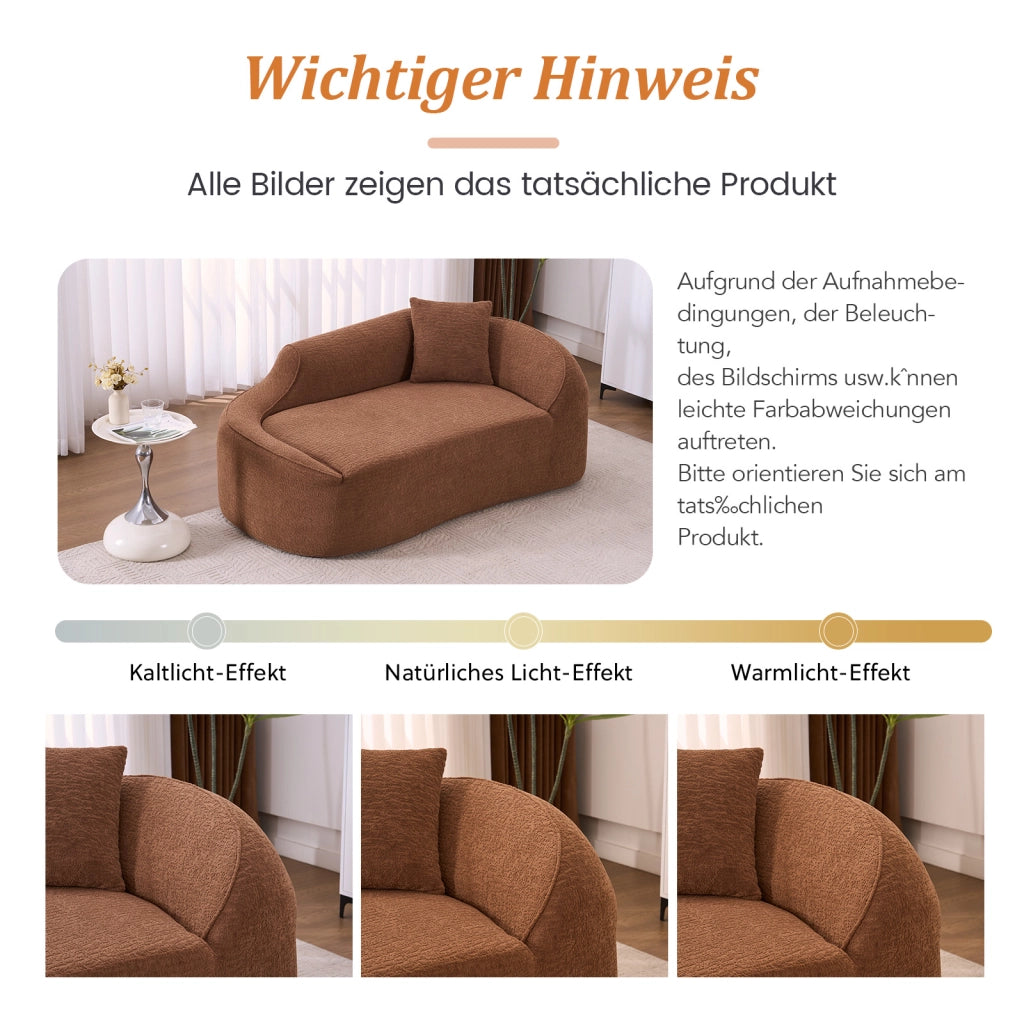 Chaise longue 2 posti - con cuscino e funzione letto - in chenille - caramello