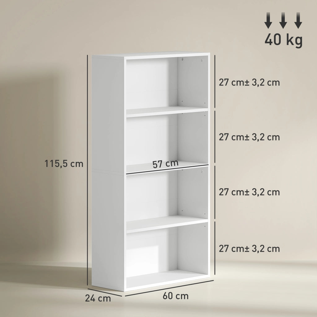 Libreria con ripiani regolabili e sistema antivolco ¨C zephmum ¨C 60x24x115,5 cm bianco