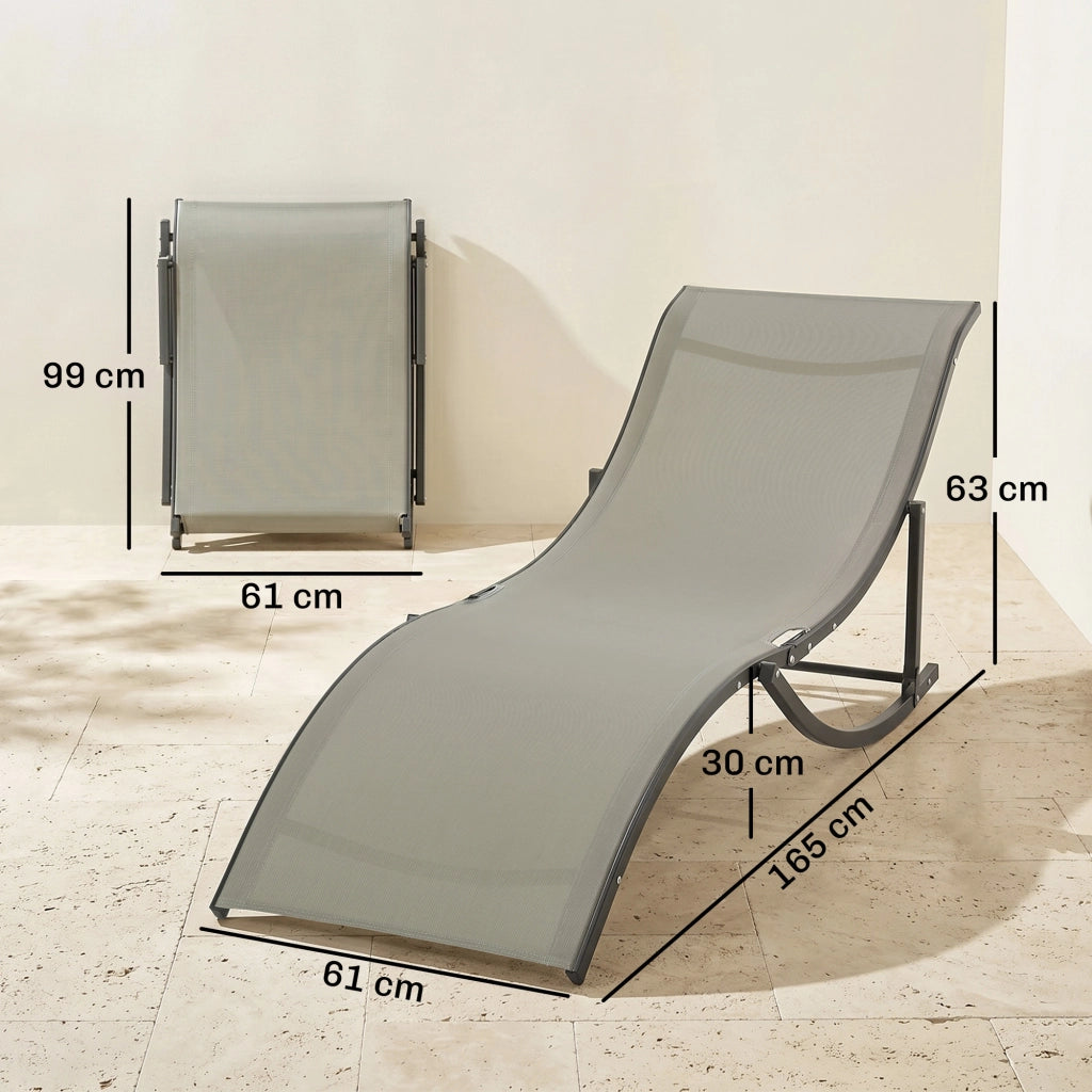 Sdraio Pieghevole da Giardino ¨C zephmum ¨C Alluminio e Textilene, 61x165x63cm