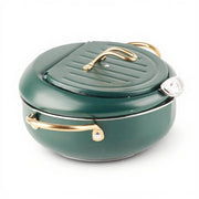 Piastra per Frittura a Induzione 14 cm - Acciaio Inossidabile - Manico Isolato - Frittura Sicura - Verde Scuro - Piastra per Frittura