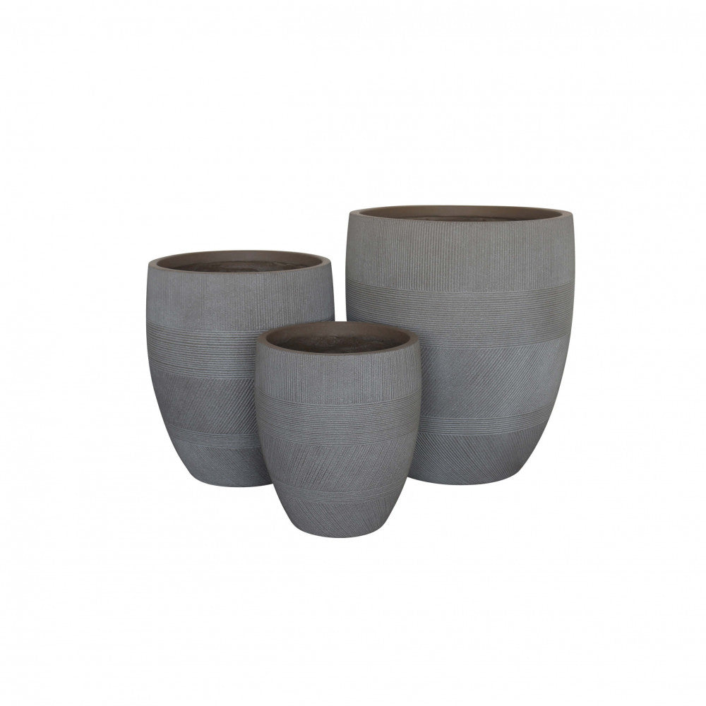 Set di 3 vasi  Papavero in Fibra sintetica Taupe