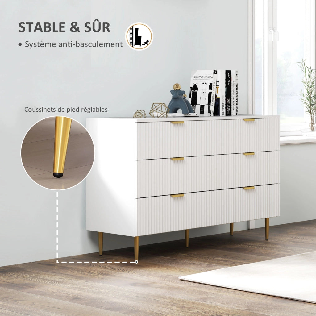 Cassettiera 6 cassetti ¨C Minimal ¨C Bianco, legno, 120x40x76.5 cm