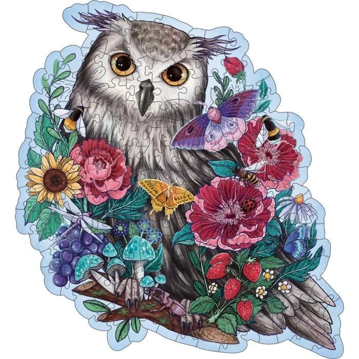 Puzzle in legno - Forma - 150 pezzi - Gufo floreale