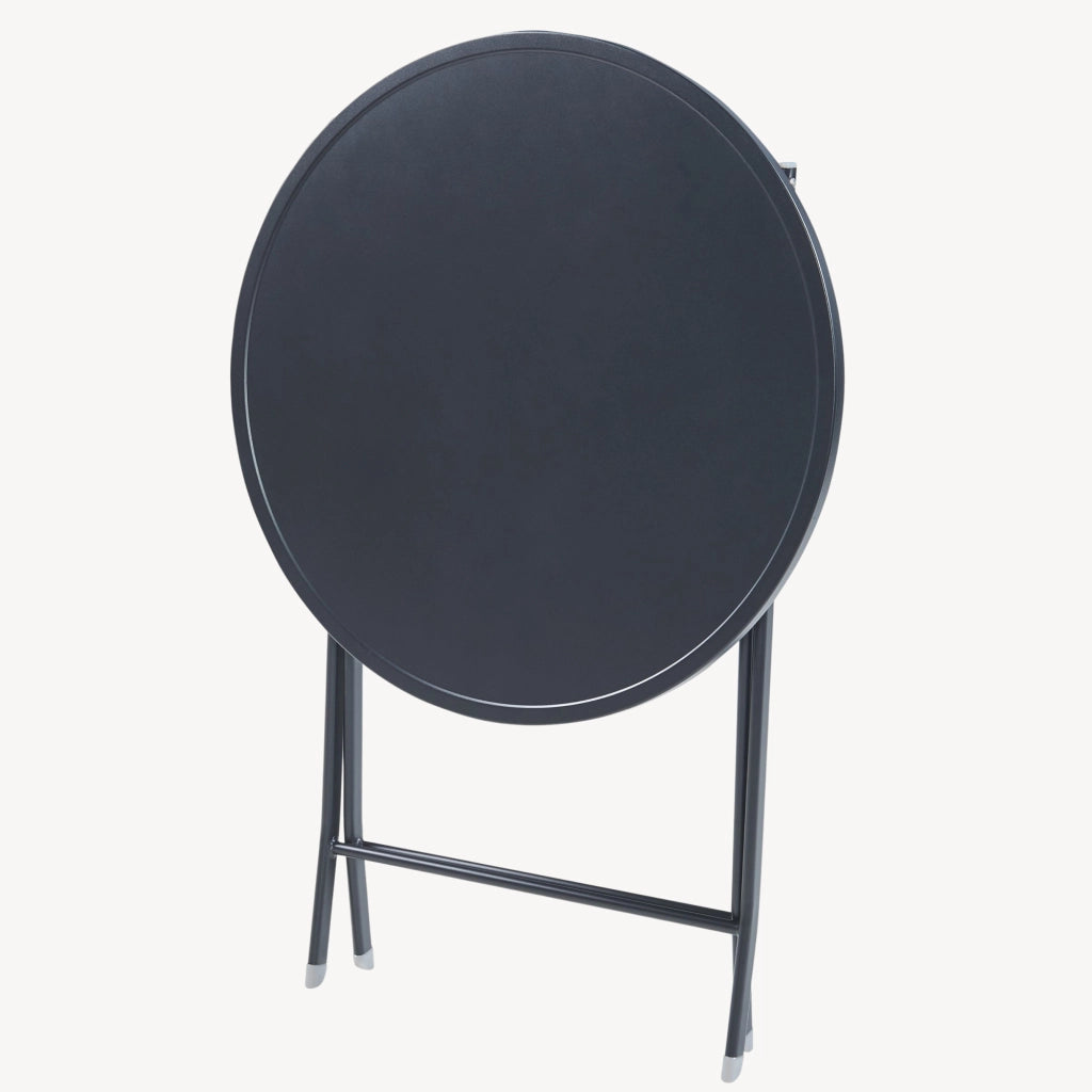 Tavolo Pieghevole Sande con Piano Rotondo - Nero [en.casa]