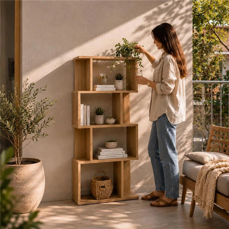 LIBRERIA IN MDF ROVERE CON QUATTRO RIPIANI SFALSATIMISURE: 70X24X127 CM