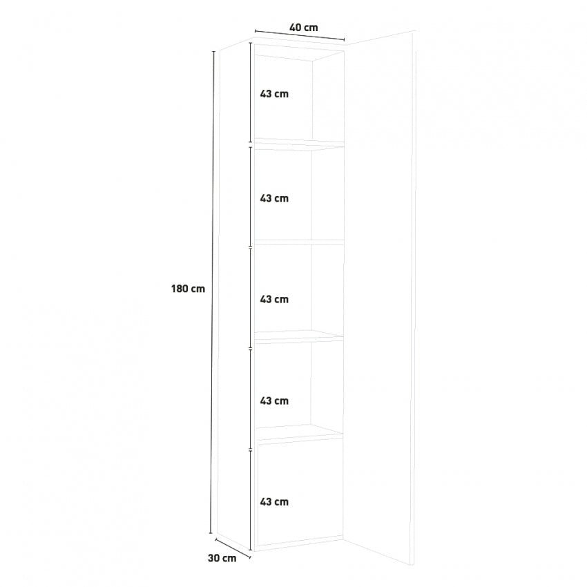 Colonna Armadio Moderno con 1 Anta Battente Bianco Lucido Maruska