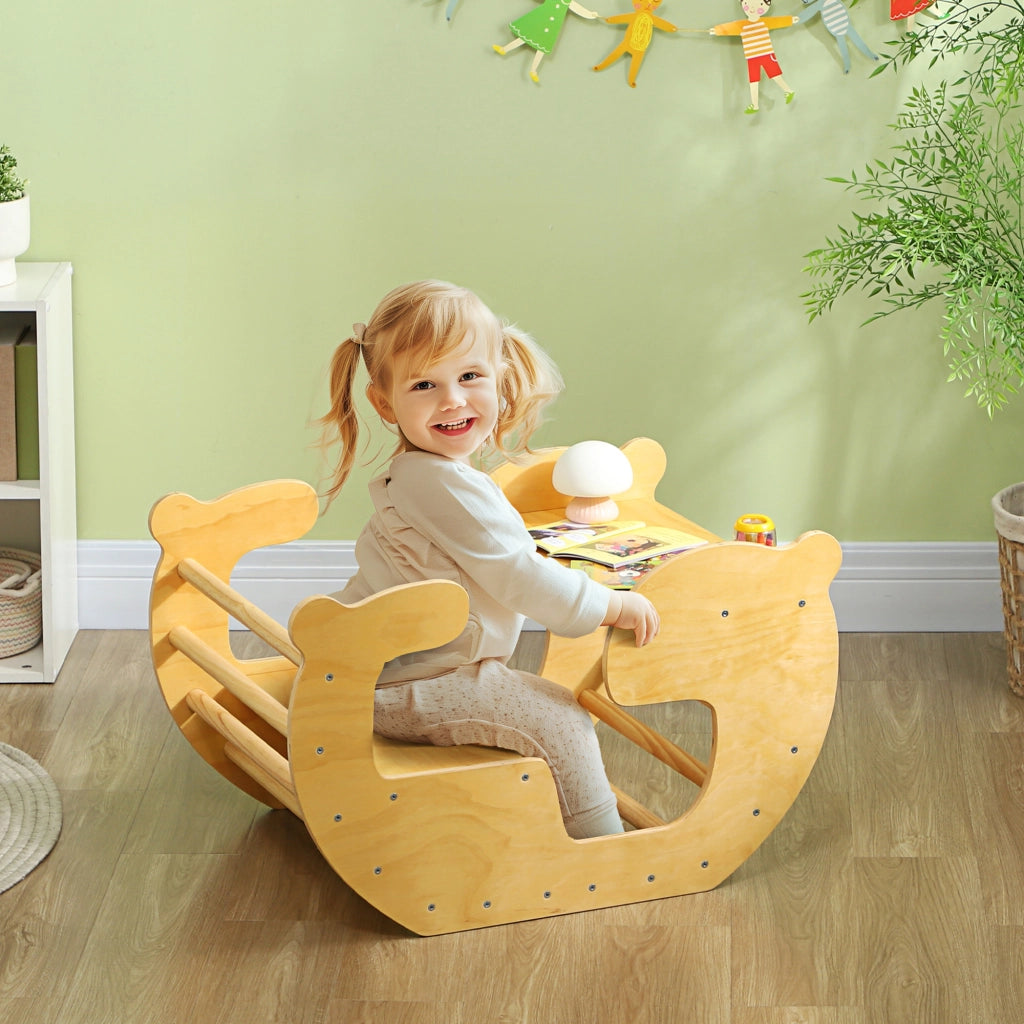 Casetta Giocattolo con Scala ¨C zephmum ¨C Legno Naturale per Bambini 18-48 Mesi