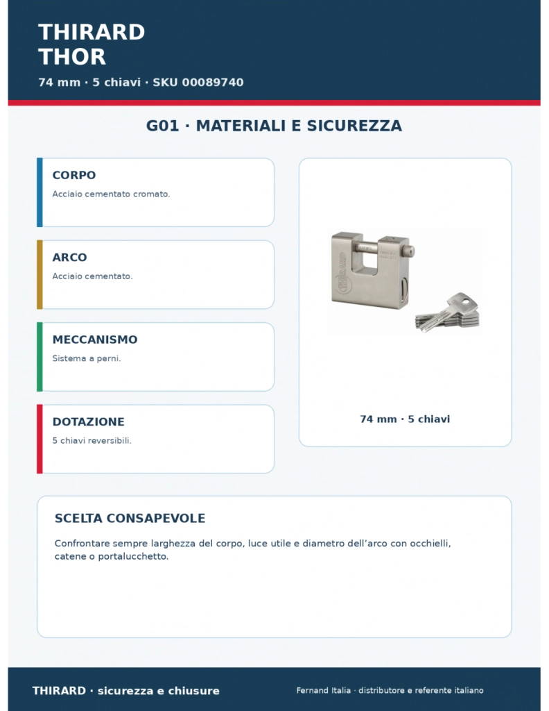 Lucchetto THOR 74 mm 5 chiavi – THIRARD