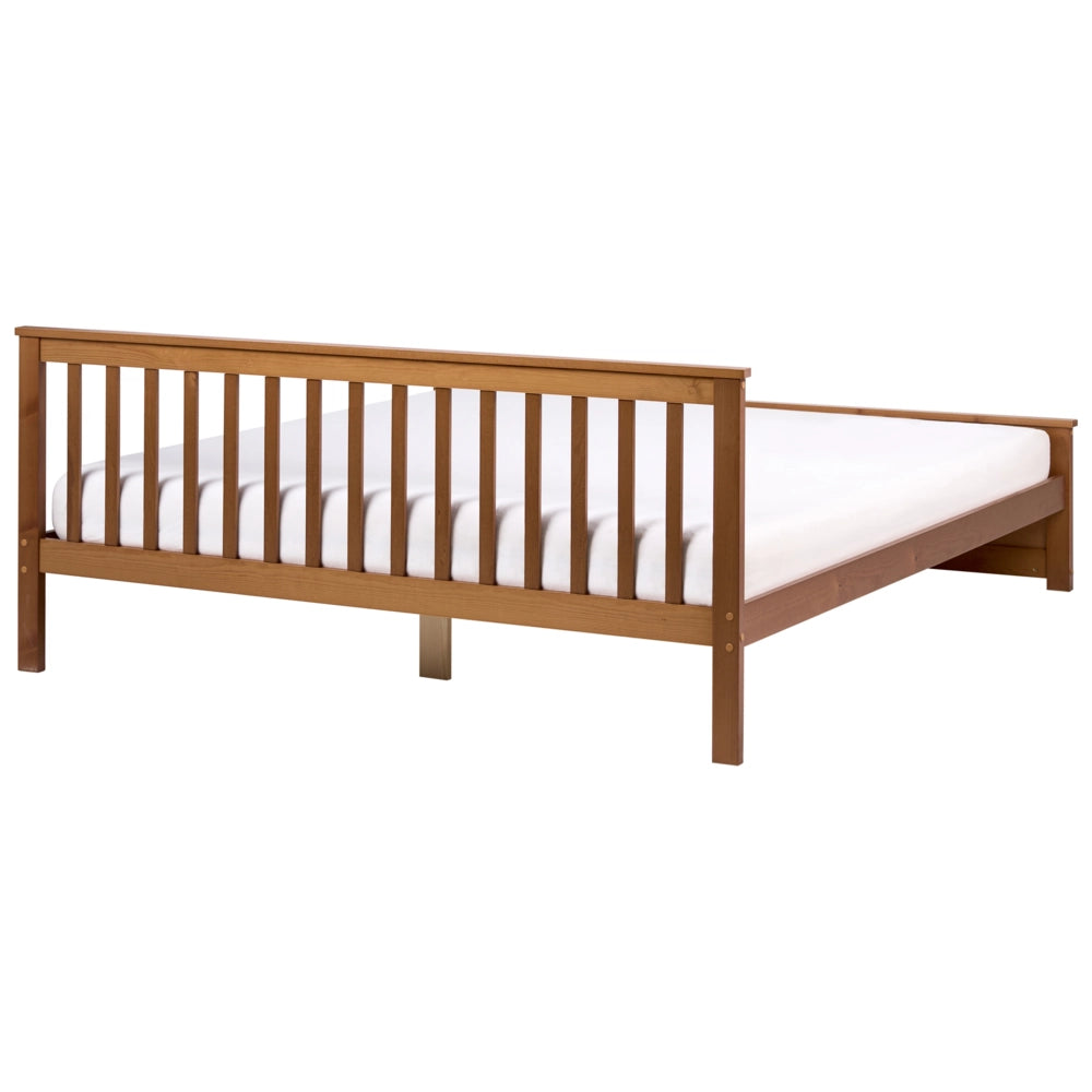 Letto matrimoniale in pino MDF con rete a doghe 180 x 200 cm in marrone stile minimalista scandinavo