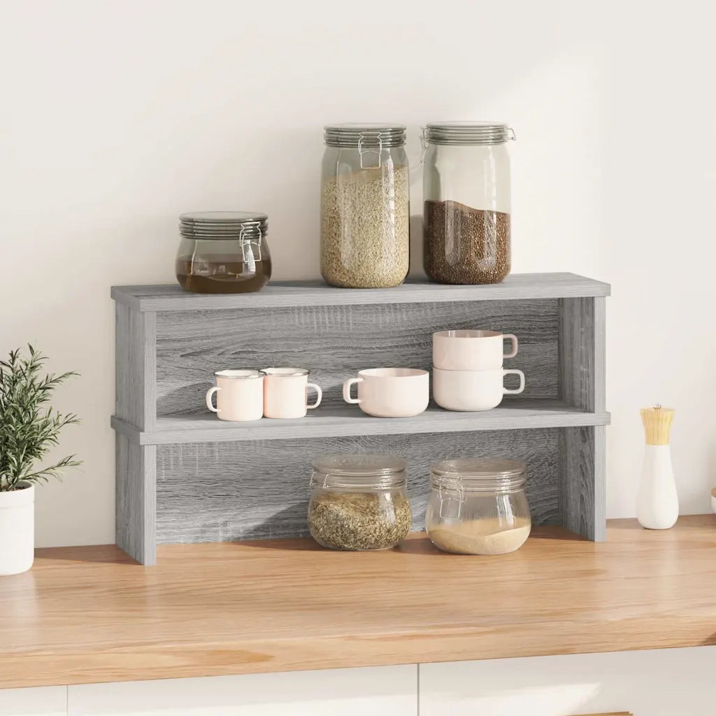 vidaXL Scaffali da Cucina Impilabili 2 pz Grigio Sonoma 60x15x16 cm