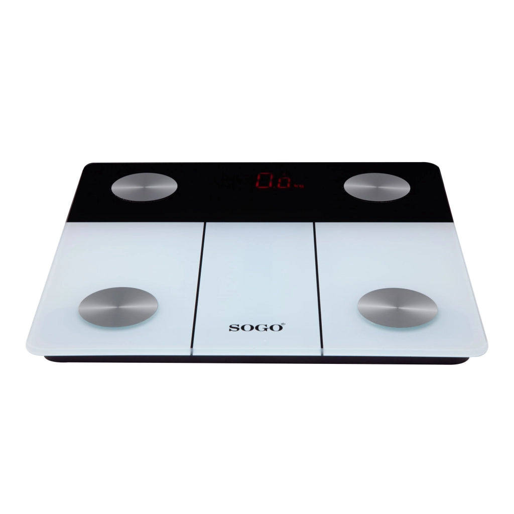 Bilancia pesapersone smart Bluetooth, display LED cristallo temperato, analisi composizione corporea BMI grasso muscoli 180kg - SOGO