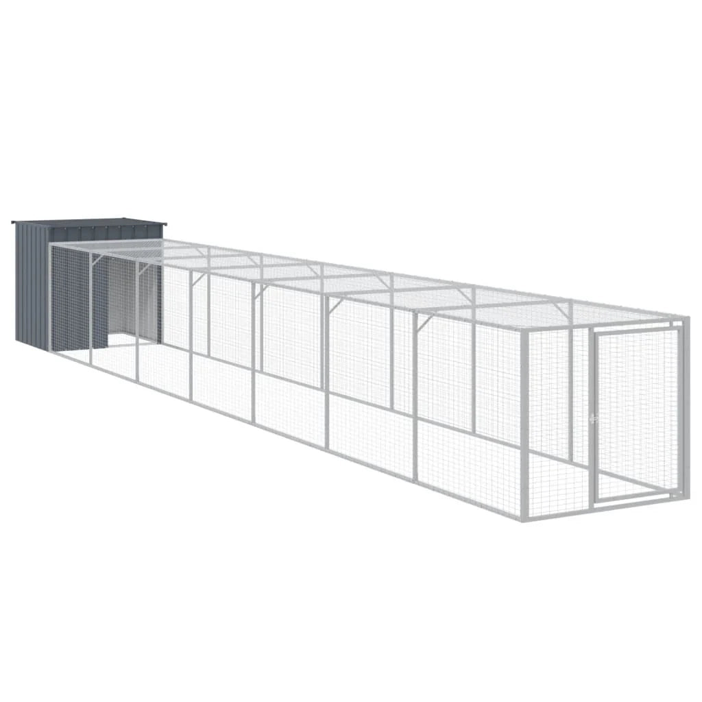 Recinto per pollaio con recinto per galline 110 x 813 x 110 cm in acciaio zincato antracite 02_0043943