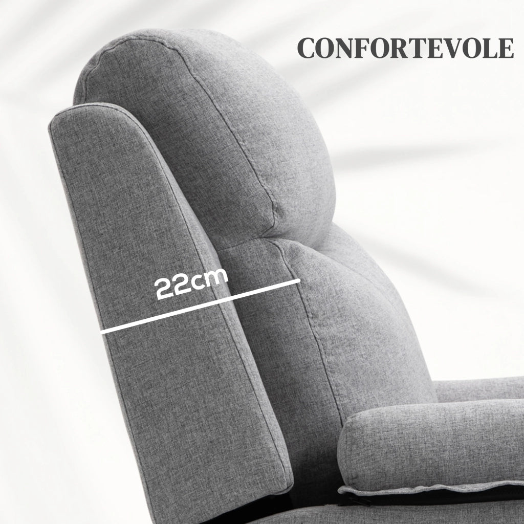 Poltrona Relax Alzapersona Elettrica Reclinabile ¨C Xylo ¨C Tessuto Grigio Chiaro con Poggiapiedi