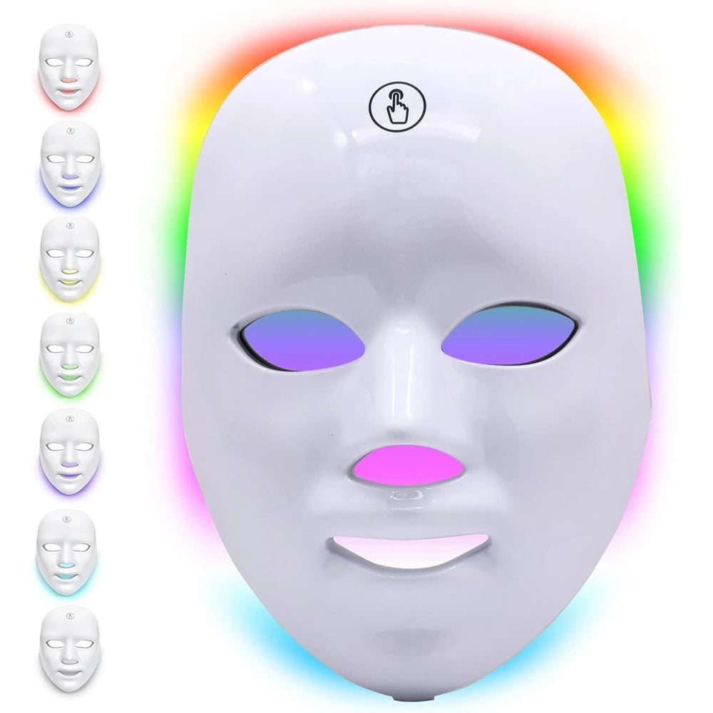 Trade Shop - Maschera Per Fototerapia A Led Con Trattamento Luce A 7 Colori Per Cura Pelle Viso -