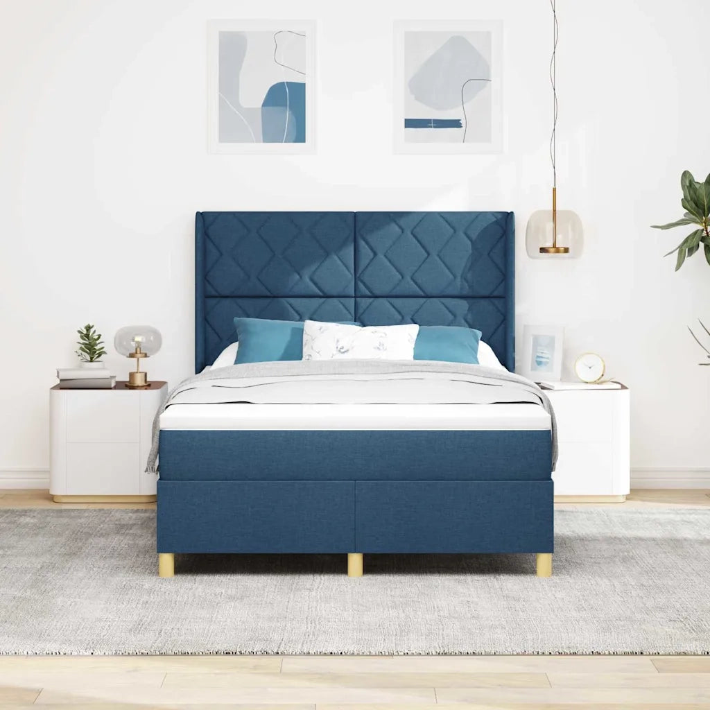 Letto a molle con materasso Blu 160 x 200 cm Tessuto 3341909