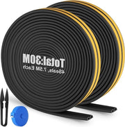 Kit di chiusura per porte - Adesivo per sigillatura 30 m - Cassetto di porta - Sigillatura antisfondamento - Cacciavite - Nastro di misura - Sigillatura di fessure e buchi - Nero