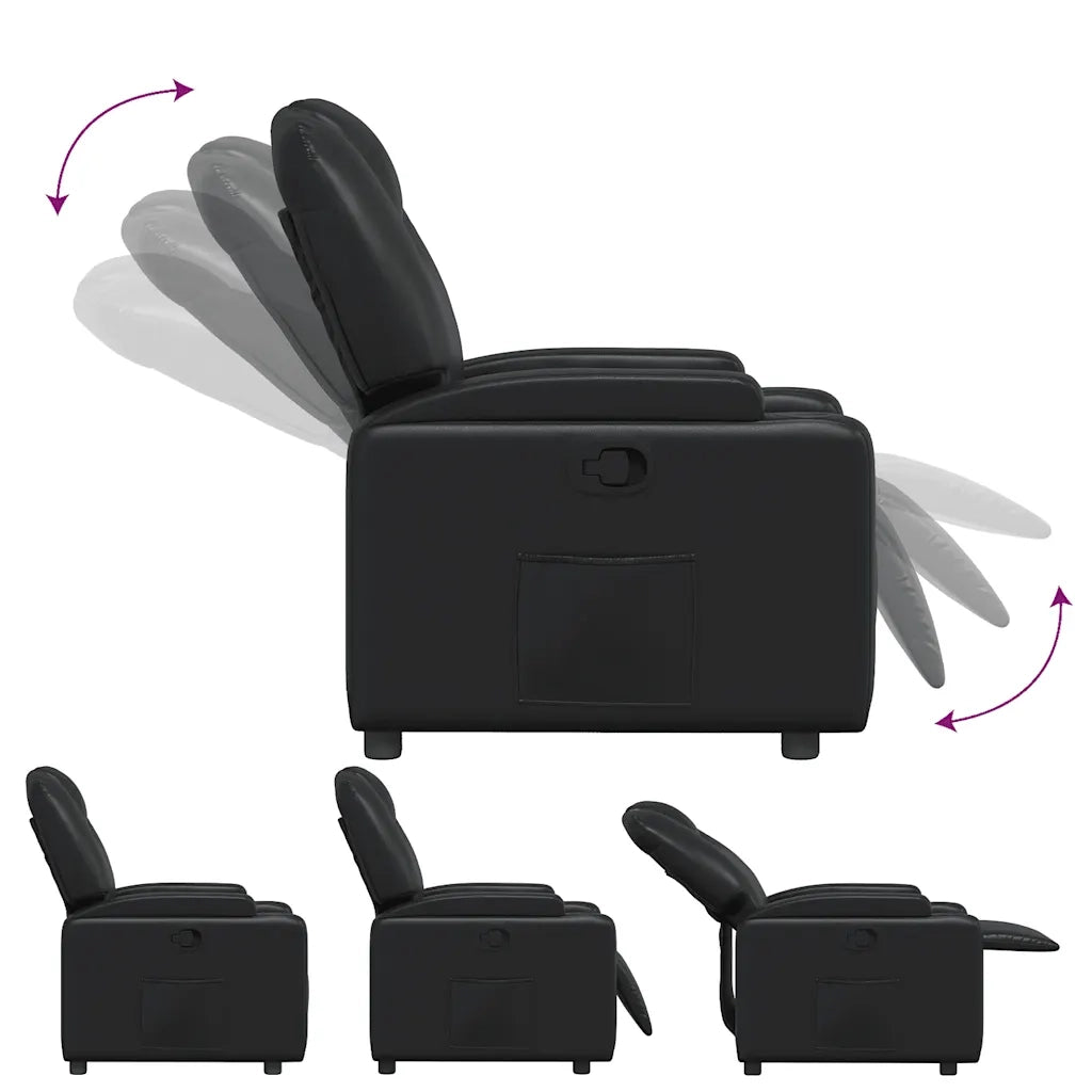 Divano Sedia-Poltrona reclinabile nera in similpelle 539657