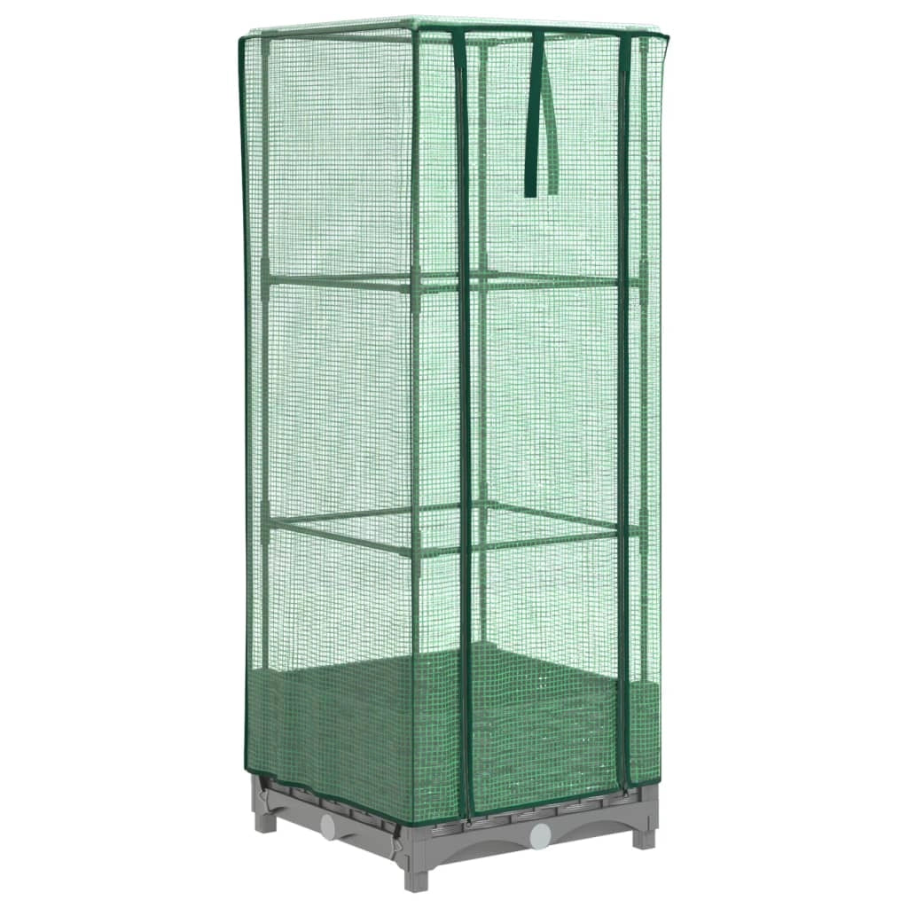 Aiuola rialzata/fioriera con copertura effetto rattan 40 x 40 x 123 cm grigio chiaro 02_0038767