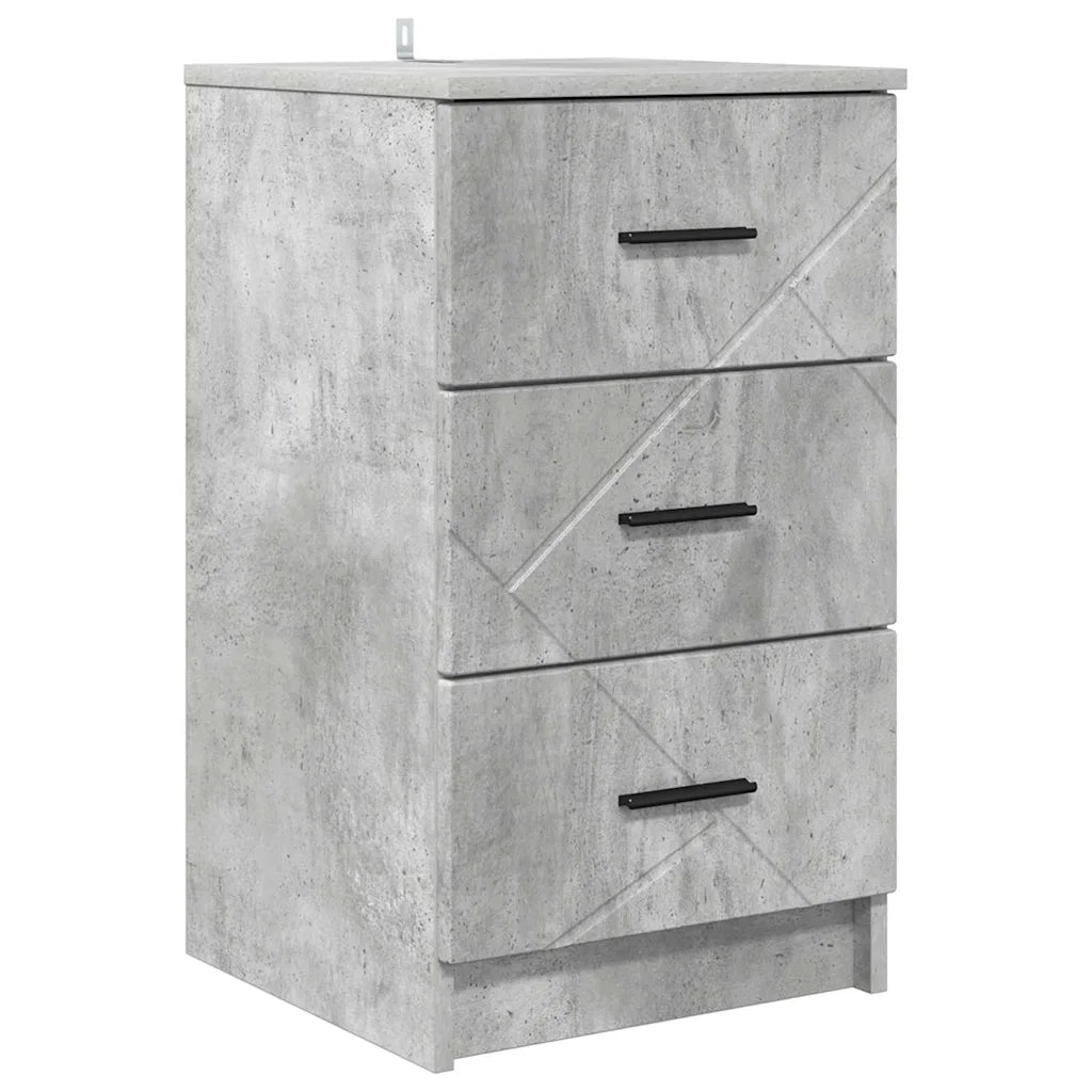 Armadio da Notte con cassetto Grigio cemento 38 x 38 x 66 cm 883377