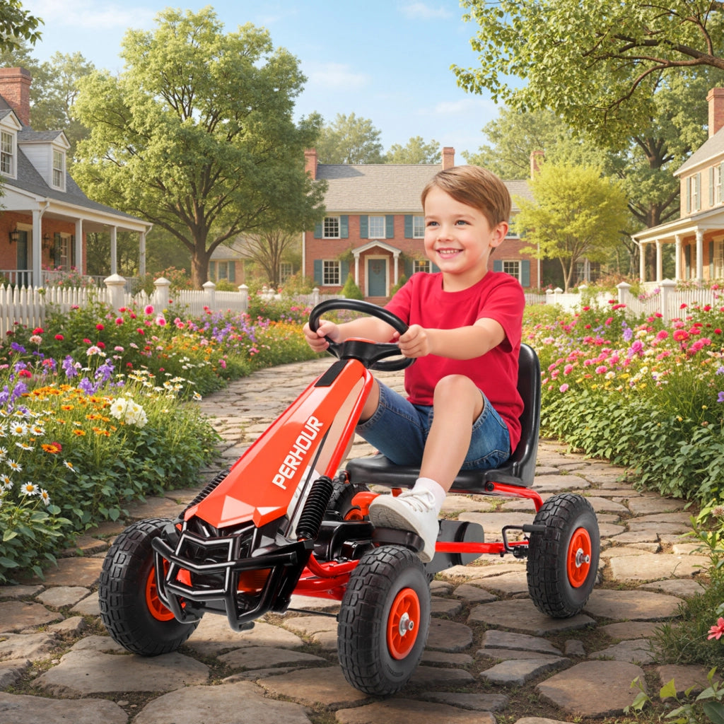 Go-Kart per bambini con sedile regolabile ¨C zephmum ¨C rosso 110x61x62 cm
