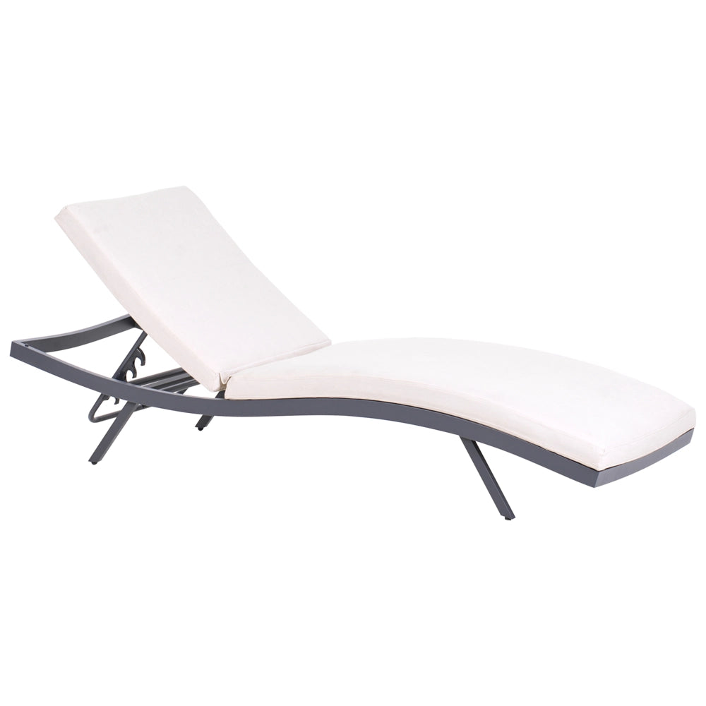 Lettino da giardino reclinabile con struttura in metallo Beige chiaro stile moderno