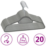 Set Appendiabiti 20 pz Antiscivolo Grigio in Velluto cod mxl 73815