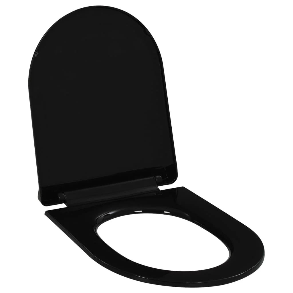 Sedile WC con chiusura ammortizzata tazza WC sedile WC bagno casa ristorante negozio hotel nero 02_0002909